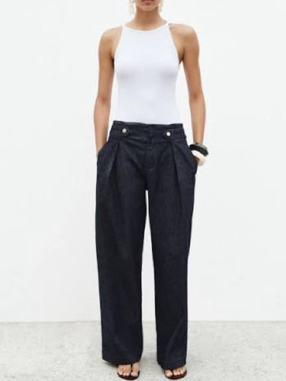 Zara Black Wide-Leg High-Waist Pants
